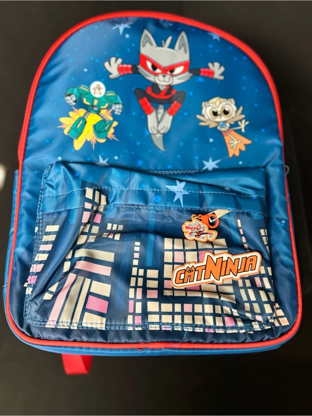 EPIC Blue Cat Ninja Kids Backpack with Superhero Cat Design